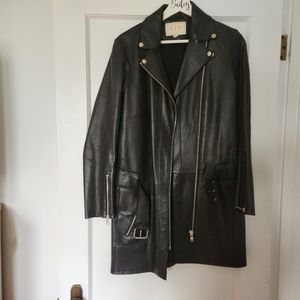 Long Maje Leather Motorcycle Jacket size 38